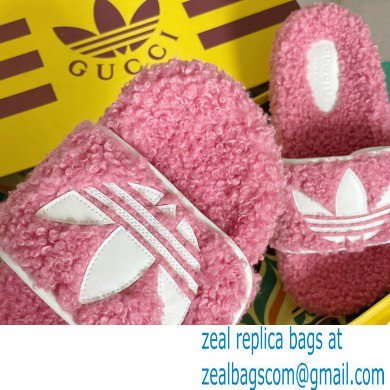 Gucci x adidas shearling platform sandals Pink 2022 - Click Image to Close