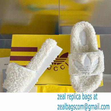 Gucci x adidas shearling platform sandals White 2022 - Click Image to Close