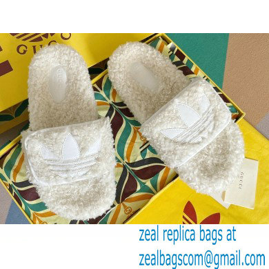 Gucci x adidas shearling platform sandals White 2022 - Click Image to Close