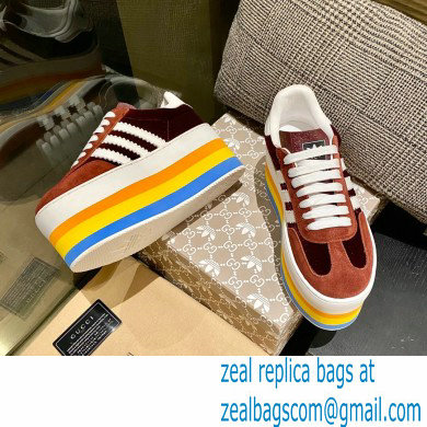 Gucci x adidas women's GG Gazelle sneakers 707873 Burgundy 2022 - Click Image to Close