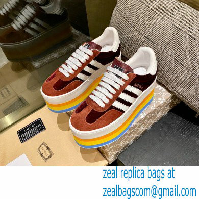 Gucci x adidas women's GG Gazelle sneakers 707873 Burgundy 2022 - Click Image to Close