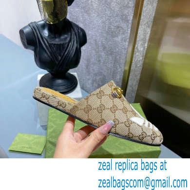 Gucci x adidas women's Trefoil slipper 702211 GG Beige 2022