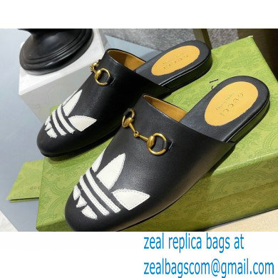 Gucci x adidas women's Trefoil slipper 702211 Leather Black 2022 - Click Image to Close