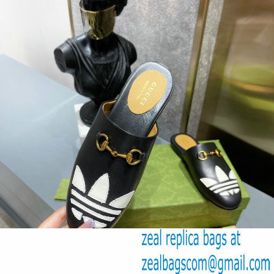 Gucci x adidas women's Trefoil slipper 702211 Leather Black 2022