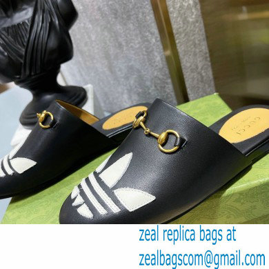 Gucci x adidas women's Trefoil slipper 702211 Leather Black 2022 - Click Image to Close