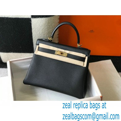 Hermes Kelly 28cm/32cm Bag In clemence Leather With Gold Hardware black