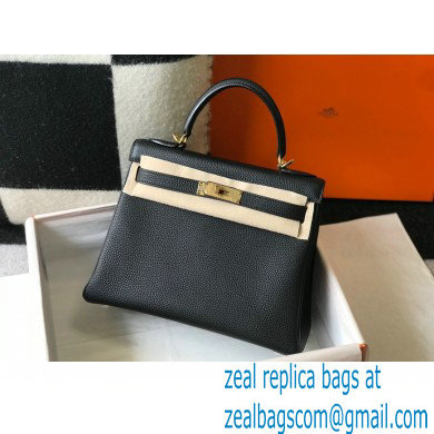 Hermes Kelly 28cm/32cm Bag In clemence Leather With Gold Hardware black - Click Image to Close