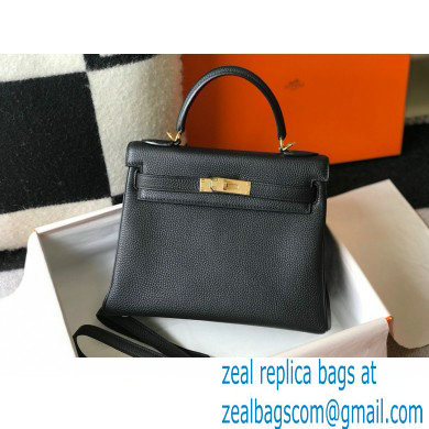 Hermes Kelly 28cm/32cm Bag In clemence Leather With Gold Hardware black