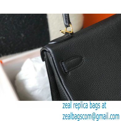 Hermes Kelly 28cm/32cm Bag In clemence Leather With Gold Hardware black - Click Image to Close