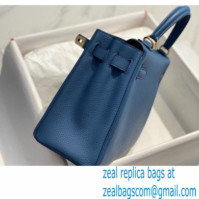 Hermes Kelly 28cm/32cm Bag In clemence Leather With Gold Hardware bleu agate