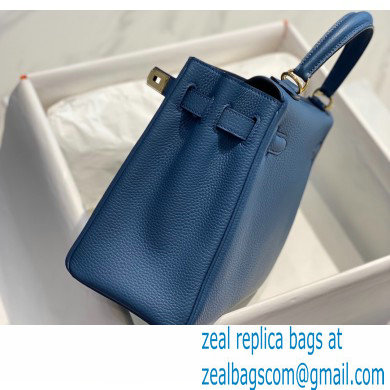 Hermes Kelly 28cm/32cm Bag In clemence Leather With Gold Hardware bleu agate - Click Image to Close