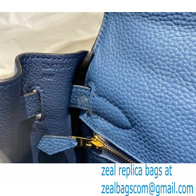 Hermes Kelly 28cm/32cm Bag In clemence Leather With Gold Hardware bleu agate