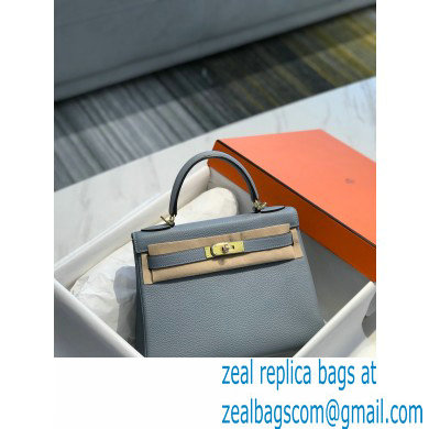 Hermes Kelly 28cm/32cm Bag In clemence Leather With Gold Hardware bleu lin