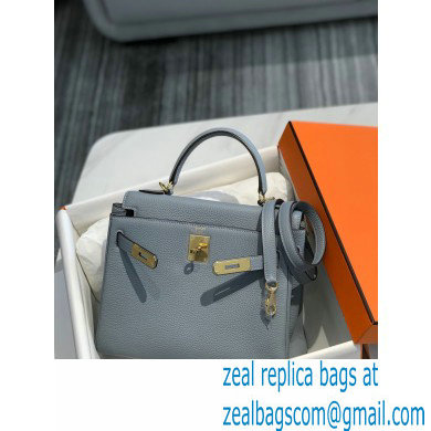 Hermes Kelly 28cm/32cm Bag In clemence Leather With Gold Hardware bleu lin