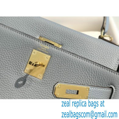 Hermes Kelly 28cm/32cm Bag In clemence Leather With Gold Hardware bleu lin