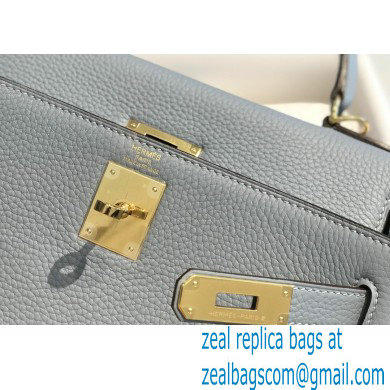 Hermes Kelly 28cm/32cm Bag In clemence Leather With Gold Hardware bleu lin - Click Image to Close