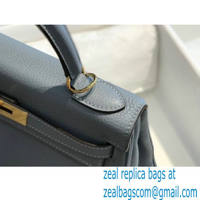 Hermes Kelly 28cm/32cm Bag In clemence Leather With Gold Hardware bleu lin