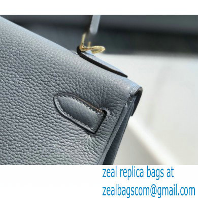 Hermes Kelly 28cm/32cm Bag In clemence Leather With Gold Hardware bleu lin - Click Image to Close