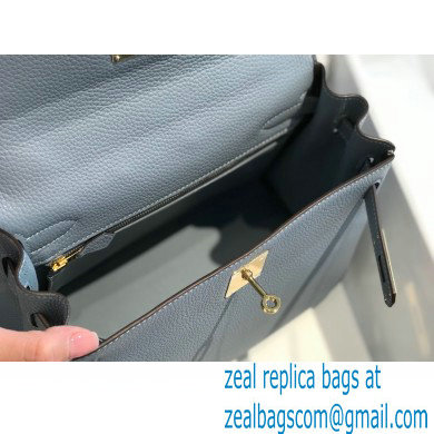 Hermes Kelly 28cm/32cm Bag In clemence Leather With Gold Hardware bleu lin