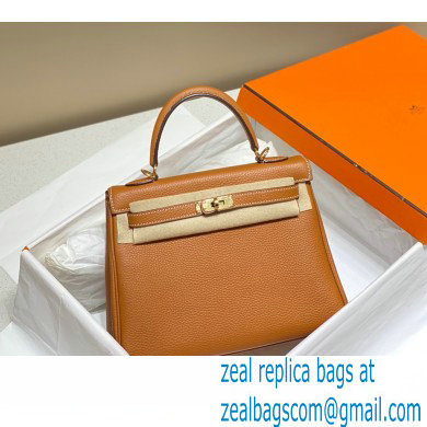 Hermes Kelly 28cm/32cm Bag In clemence Leather With Gold Hardware brown