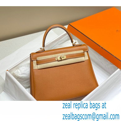 Hermes Kelly 28cm/32cm Bag In clemence Leather With Gold Hardware brown - Click Image to Close