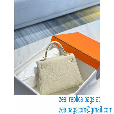 Hermes Kelly 28cm/32cm Bag In clemence Leather With Gold Hardware creamy - Click Image to Close