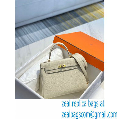 Hermes Kelly 28cm/32cm Bag In clemence Leather With Gold Hardware creamy