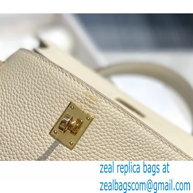 Hermes Kelly 28cm/32cm Bag In clemence Leather With Gold Hardware creamy