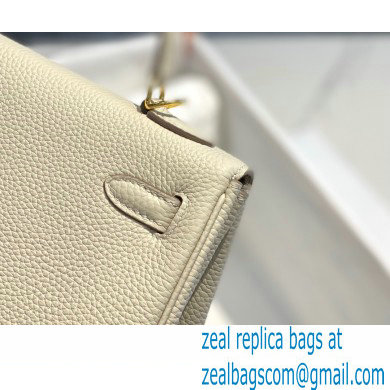 Hermes Kelly 28cm/32cm Bag In clemence Leather With Gold Hardware creamy