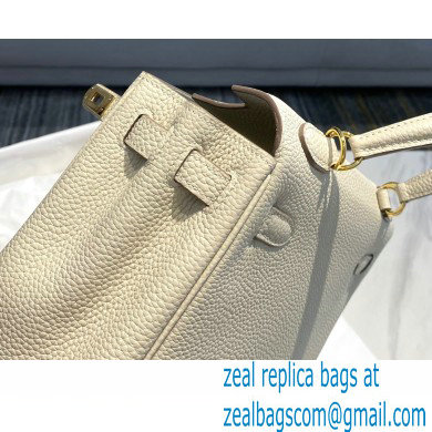 Hermes Kelly 28cm/32cm Bag In clemence Leather With Gold Hardware creamy