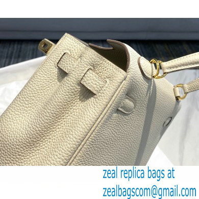 Hermes Kelly 28cm/32cm Bag In clemence Leather With Gold Hardware creamy - Click Image to Close