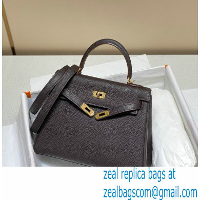 Hermes Kelly 28cm/32cm Bag In clemence Leather With Gold Hardware ebene