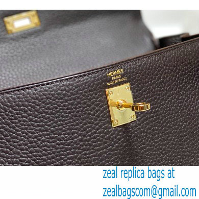 Hermes Kelly 28cm/32cm Bag In clemence Leather With Gold Hardware ebene