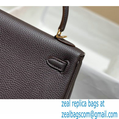 Hermes Kelly 28cm/32cm Bag In clemence Leather With Gold Hardware ebene