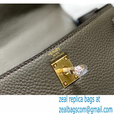 Hermes Kelly 28cm/32cm Bag In clemence Leather With Gold Hardware gris etain