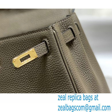 Hermes Kelly 28cm/32cm Bag In clemence Leather With Gold Hardware gris etain