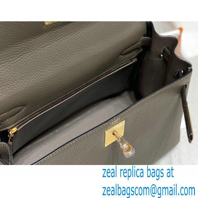 Hermes Kelly 28cm/32cm Bag In clemence Leather With Gold Hardware gris etain