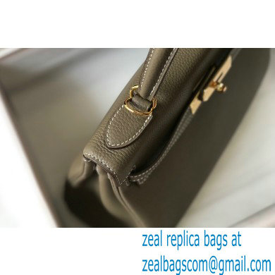 Hermes Kelly 28cm/32cm Bag In clemence Leather With Gold Hardware gris tourterelle