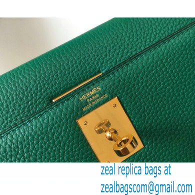 Hermes Kelly 28cm/32cm Bag In clemence Leather With Gold Hardware malachite