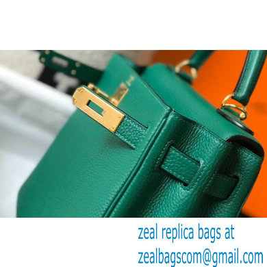 Hermes Kelly 28cm/32cm Bag In clemence Leather With Gold Hardware malachite