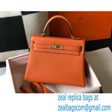 Hermes Kelly 28cm/32cm Bag In clemence Leather With Gold Hardware orange