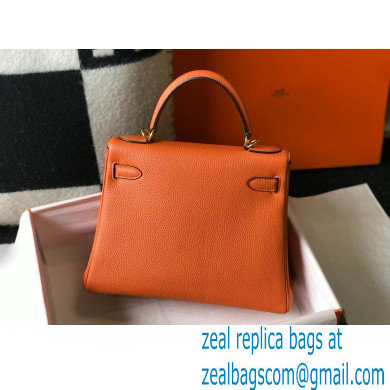 Hermes Kelly 28cm/32cm Bag In clemence Leather With Gold Hardware orange