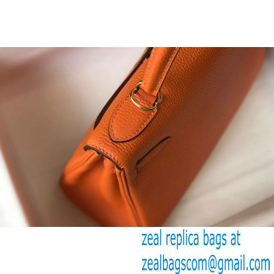 Hermes Kelly 28cm/32cm Bag In clemence Leather With Gold Hardware orange - Click Image to Close