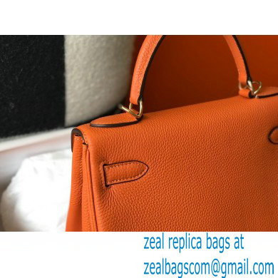 Hermes Kelly 28cm/32cm Bag In clemence Leather With Gold Hardware orange