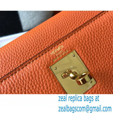 Hermes Kelly 28cm/32cm Bag In clemence Leather With Gold Hardware orange