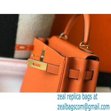 Hermes Kelly 28cm/32cm Bag In clemence Leather With Gold Hardware orange - Click Image to Close