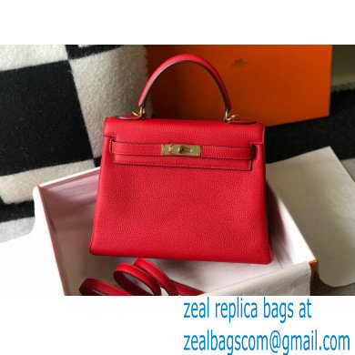 Hermes Kelly 28cm/32cm Bag In clemence Leather With Gold Hardware red - Click Image to Close