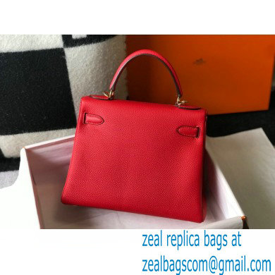 Hermes Kelly 28cm/32cm Bag In clemence Leather With Gold Hardware red