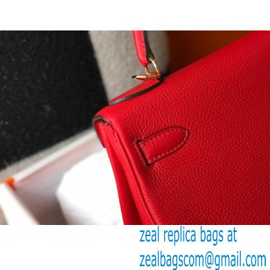 Hermes Kelly 28cm/32cm Bag In clemence Leather With Gold Hardware red - Click Image to Close