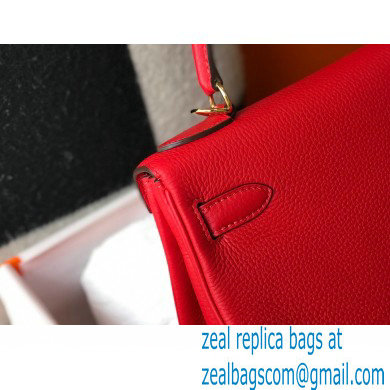 Hermes Kelly 28cm/32cm Bag In clemence Leather With Gold Hardware red